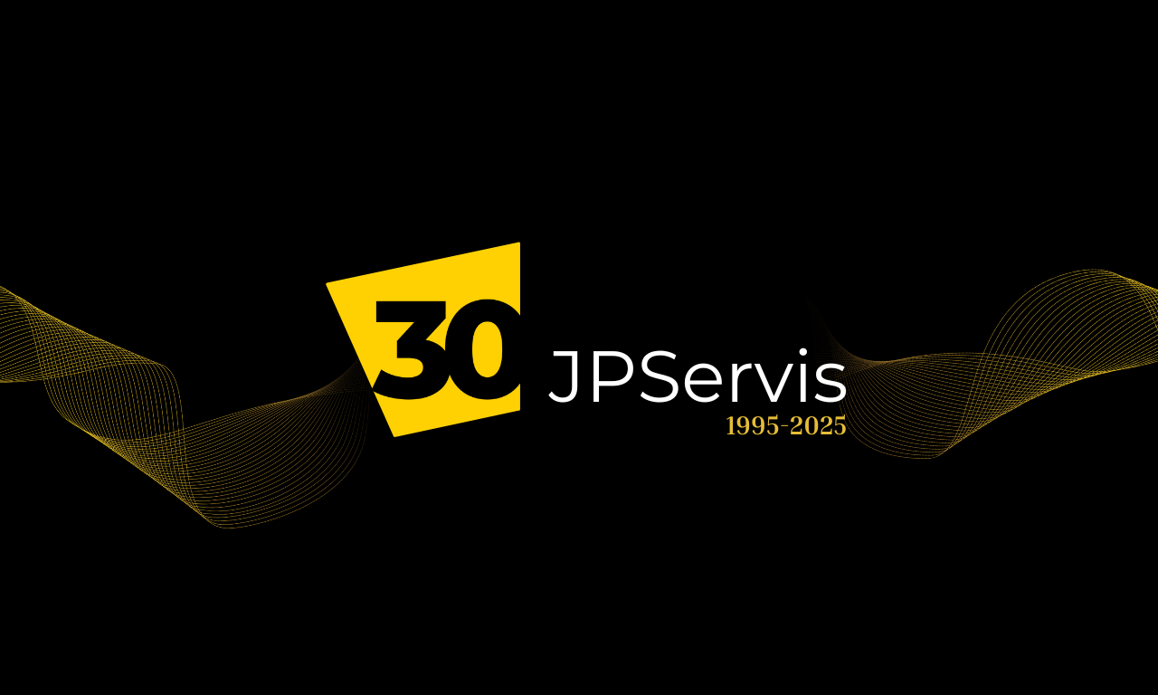 Výroční grafika JPServis 1995–2025, provozovatele PONT to go